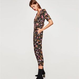 Zara Floral Print Wrap Tie Jumpsuit